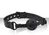 Sinful Black Ball Gag with Adjustable Strap for Comfortable Play Gags